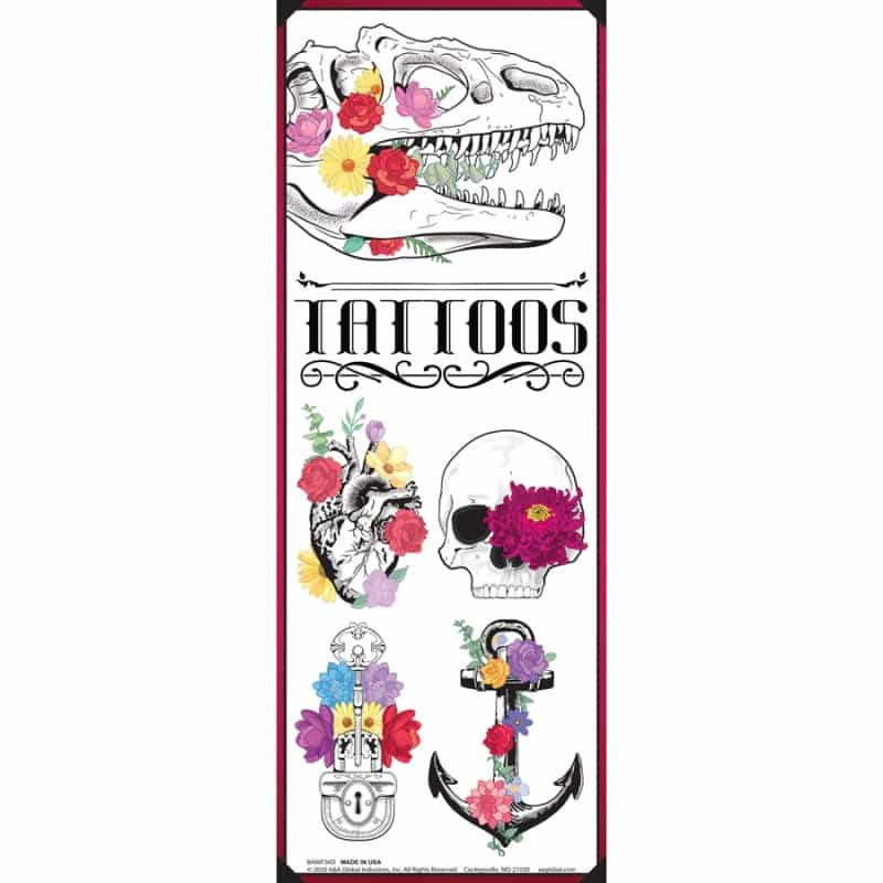 Floral Flash Temporary Tattoos In Folders (300Pcs)