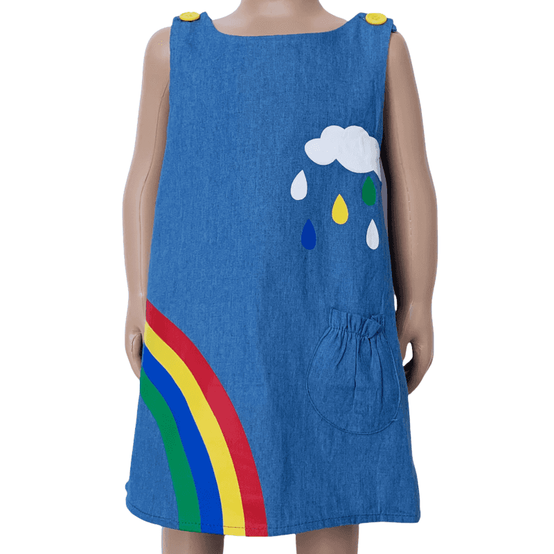 Al Limited Girls Blue Chambray Rainbow Overall Dress