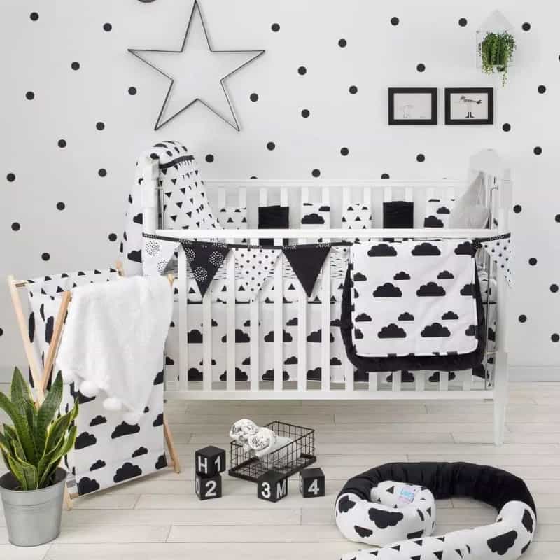 Black Cloud Cotton 3 Piece Crib Bedding Set
