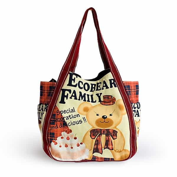 100% Cotton Eco Canvas Shoulder Tote Bag / Shopper Bag - Ecobear Family