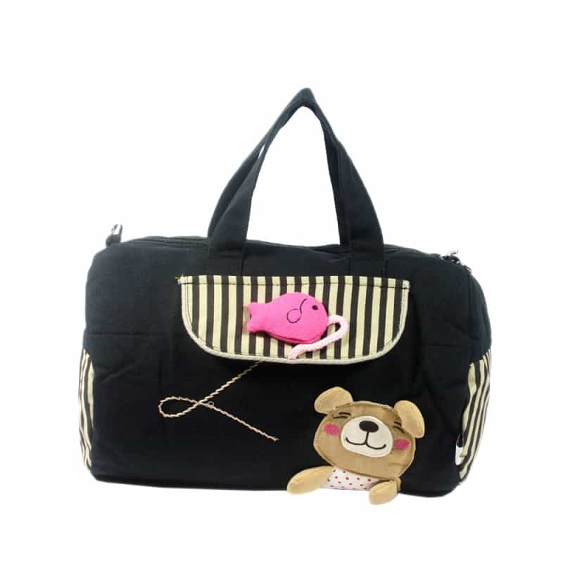 100% Cotton Canvas Shoulder Bag / Swingpack - Bear Catch The Fish