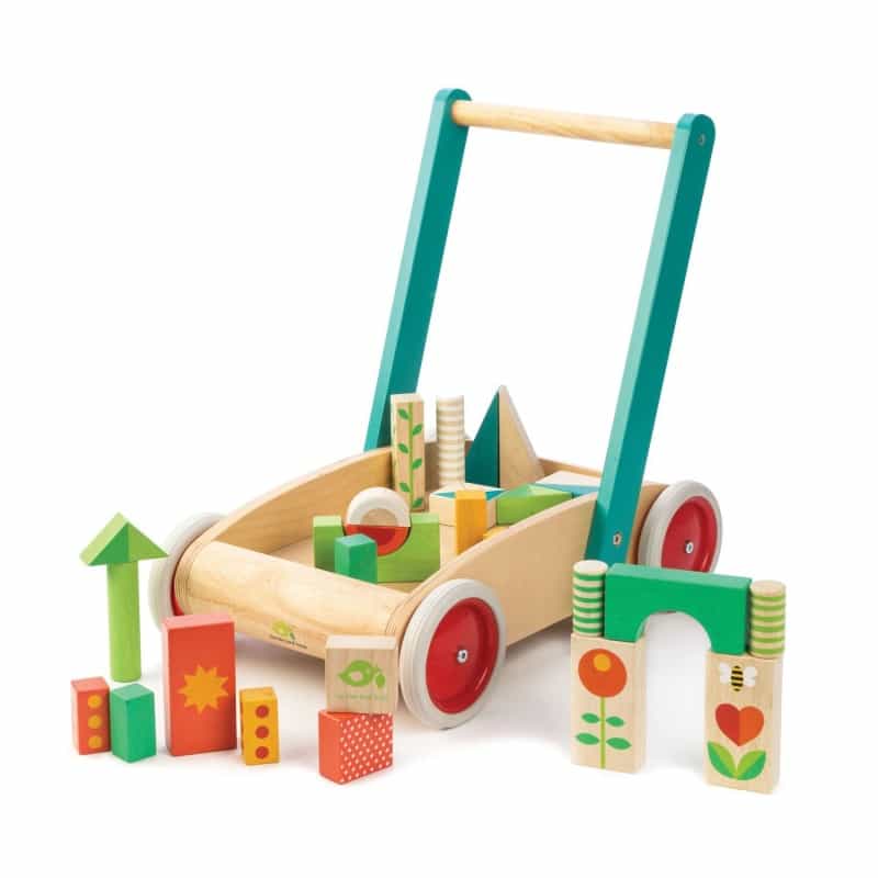 Wooden Baby Walker And Garden Blocks Set