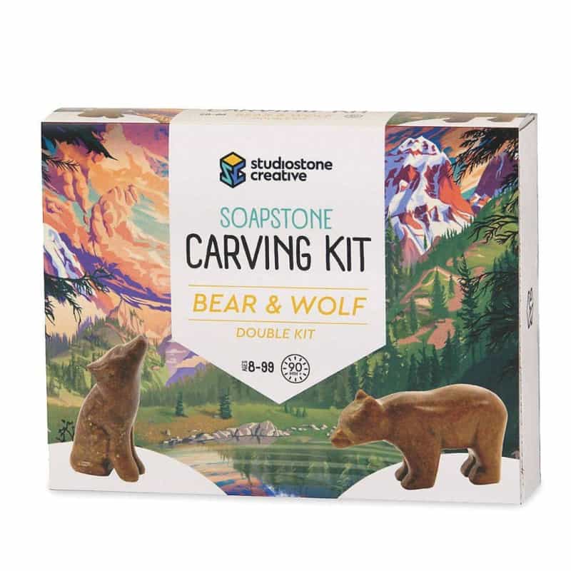 Bear And Wolf Soapstone Carving Kit