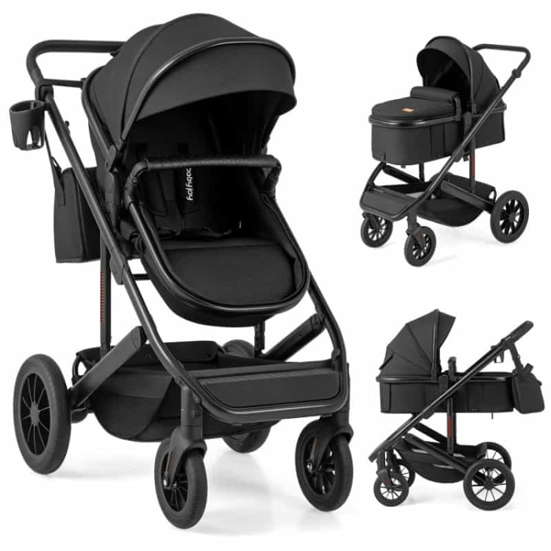 3-In-1 Folding Convertible Newborn Stroller With Detachable Bassinet