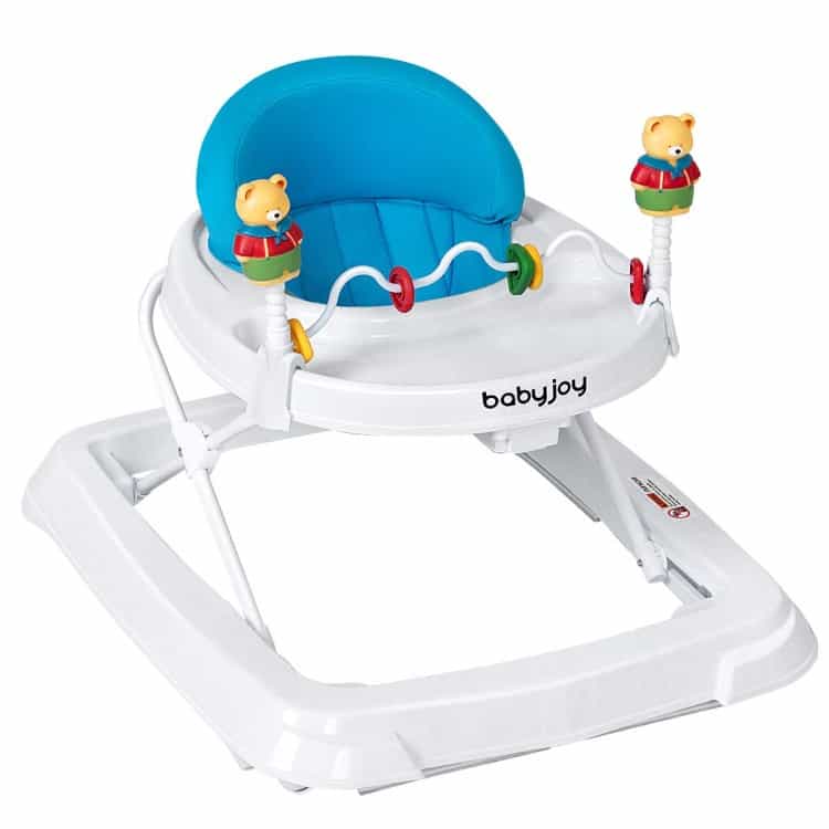 Height Adjustable Folding Baby Walker With High Back And Padded Seat