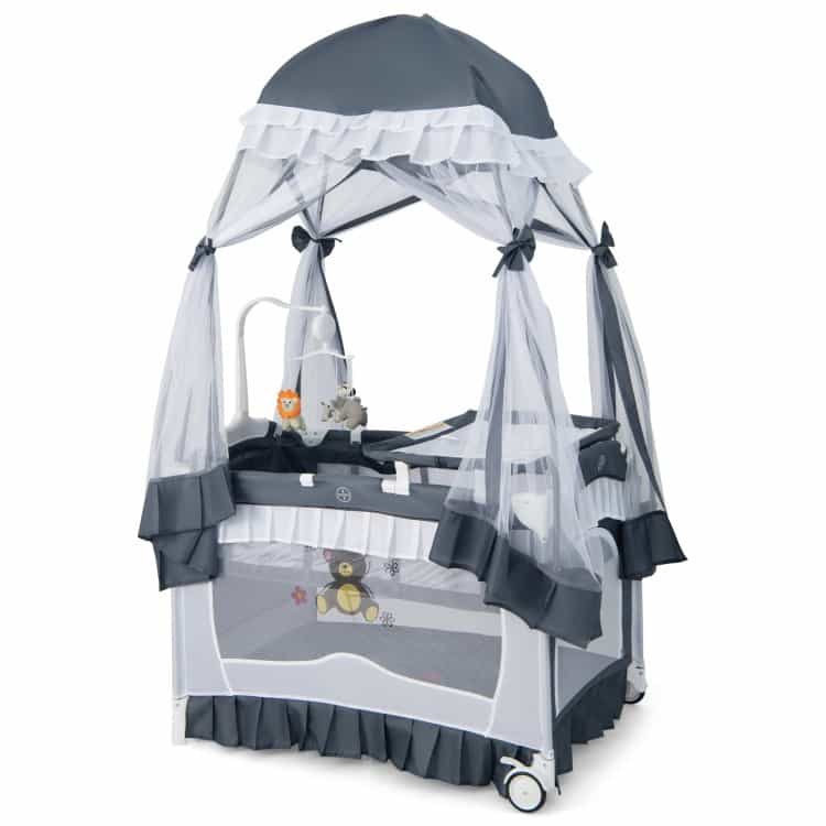 Convertible Bassinet With Removable Changing Table And Detachable Mesh Net