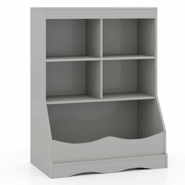 3-Tier Kids Multi-Functional Bookcase With 5 Open Storage Compartments
