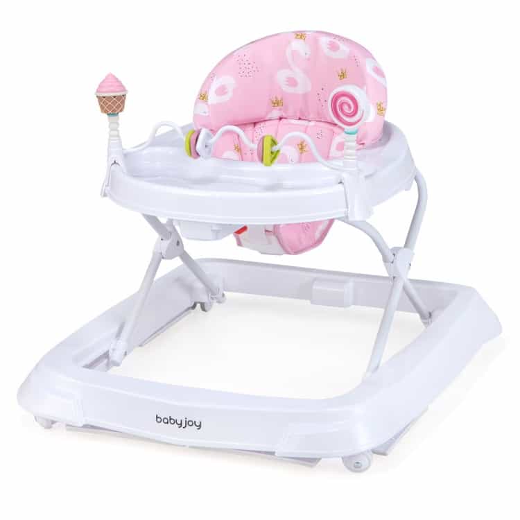 Foldable Baby Activity Walker With Adjustable Height And Detachable Seat Cushion