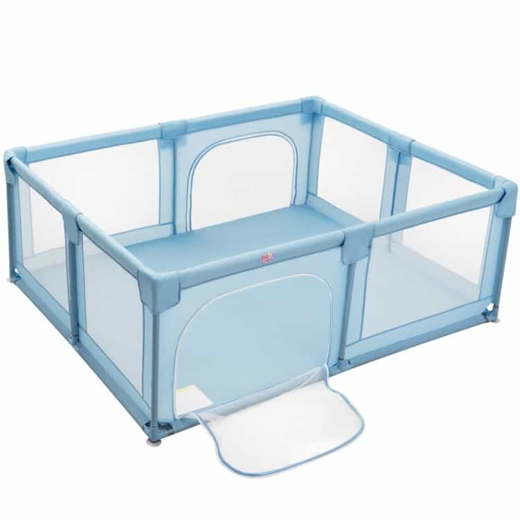 75 X 59 Inch Large Baby Playpen With Breathable Mesh And Zipper Doors
