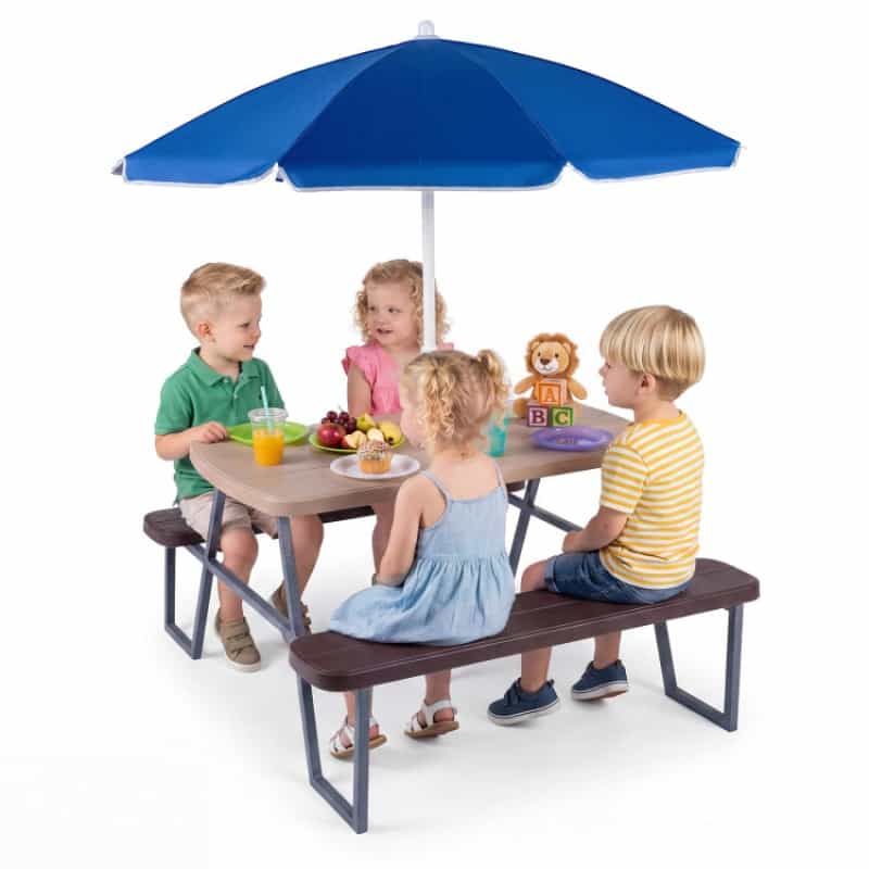 Kids Picnic Table With Benches Seats Up To 4