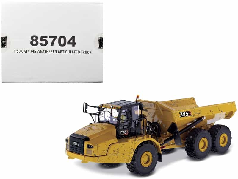 Cat Caterpillar 745 Articulated Truck With Operator (Dirty Version) "Weathered" Series 1/50 Diecast Model By Diecast Masters