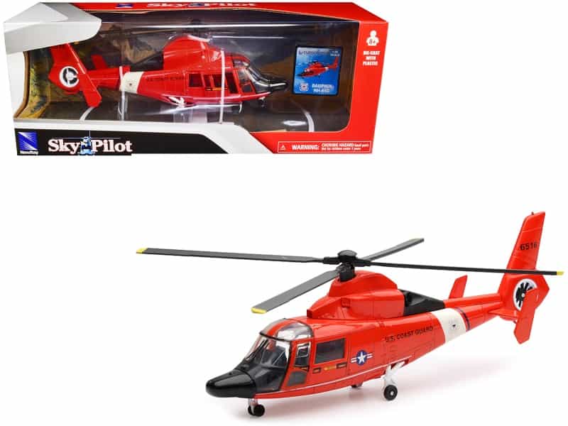 Eurocopter Dauphin Hh-65C Helicopter Red "United States Coast Guard" "Sky Pilot" Series 1/48 Diecast Model By New Ray