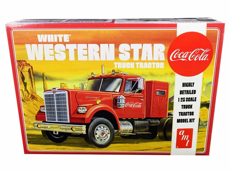 Skill 3 Model Kit White Western Star Semi Truck Tractor "Coca-Cola" 1/25 Scale Model By Amt