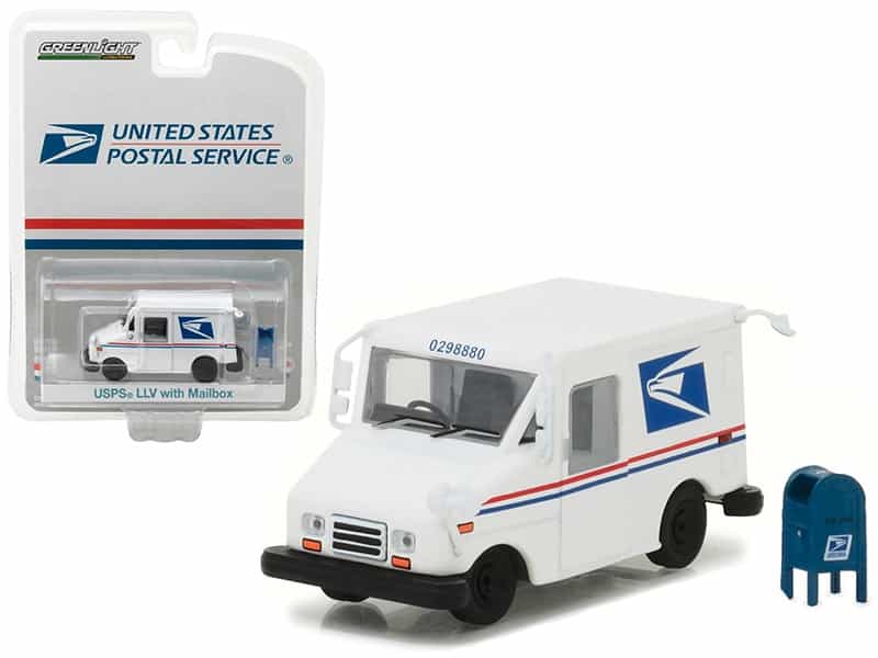 "United States Postal Service" (Usps) Long Life Postal Mail Delivery Vehicle (Llv) With Mailbox Accessory "Hobby Exclusive" 1/64 Diecast Model Car By Greenlight