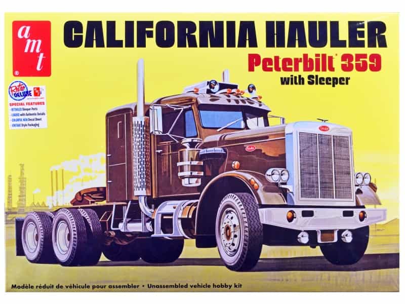 Skill 3 Model Kit Peterbilt 359 California Hauler With Sleeper Cab 1/25 Scale Model By Amt