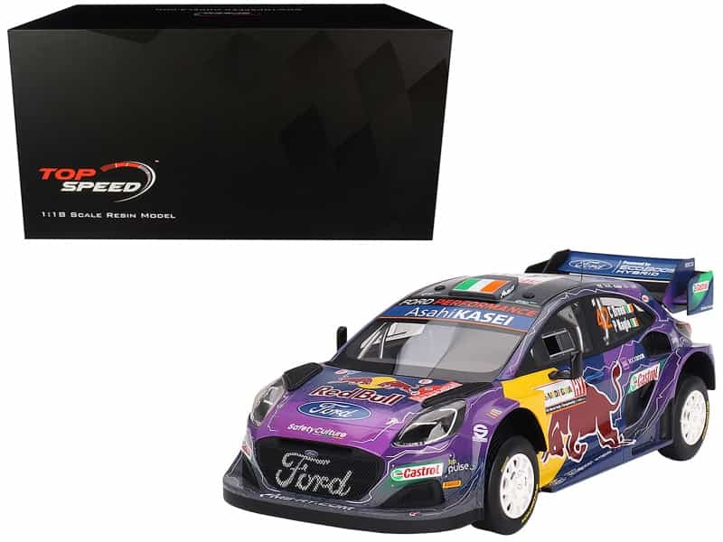 Ford Puma Rally1 #42 Craig Breen - Paul Nagle "M-Sport Ford Wrt" 2Nd Place "Rally Italia Sardegna" (2022) 1/18 Model Car By Top Speed