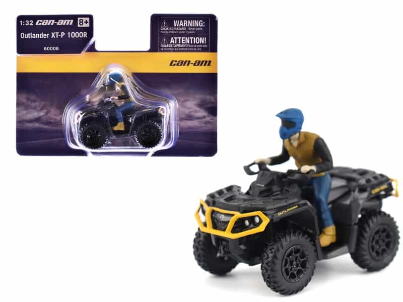 Can-Am Outlander Xt-P 1000R Atv Iron Gray And Neo Yellow With Driver Figure 1/32 Diecast Model By Brp Models