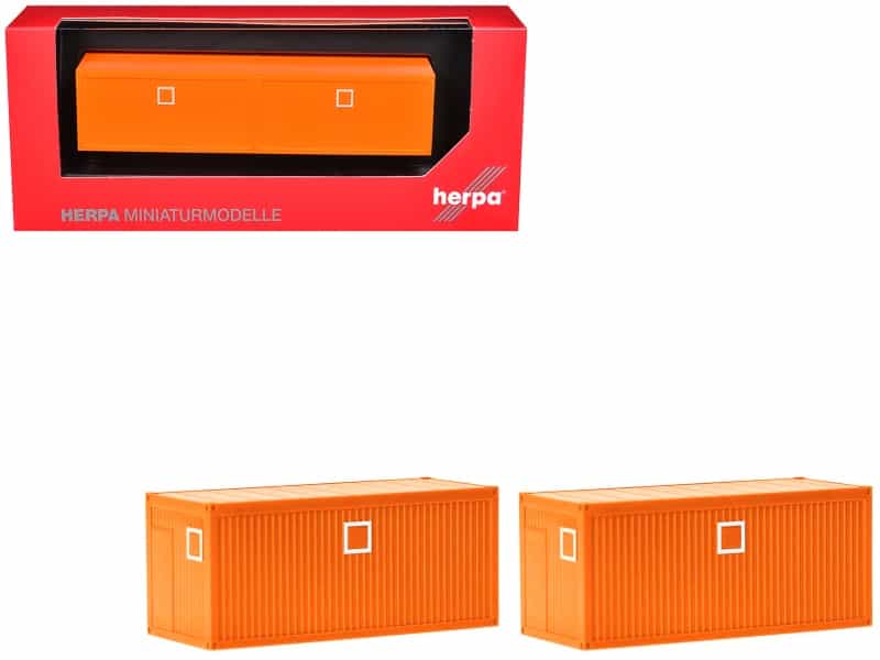Mobile Offices Orange Set Of 2 Pieces 1/87 (Ho) Plastic Model By Herpa