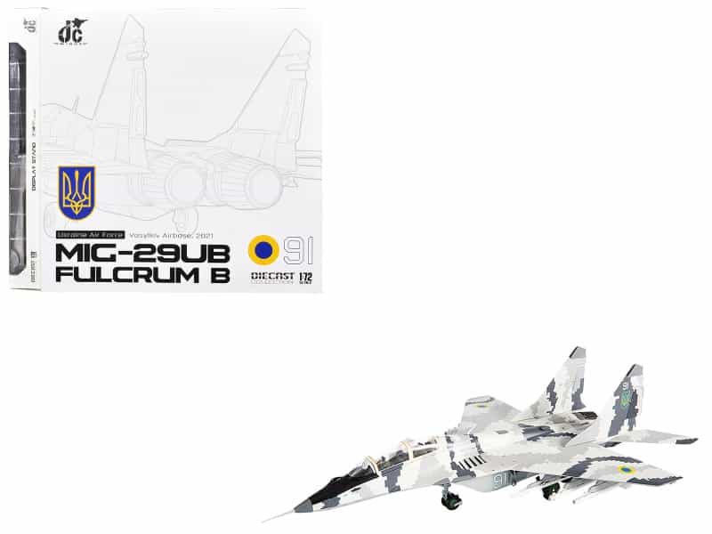 Mikoyan Mig-29Ub Fulcrum-B Fighter Aircraft "Vasylkiv Air Base Ukraine" (2021) Ukrainian Air Force 1/72 Diecast Model By Jc Wings