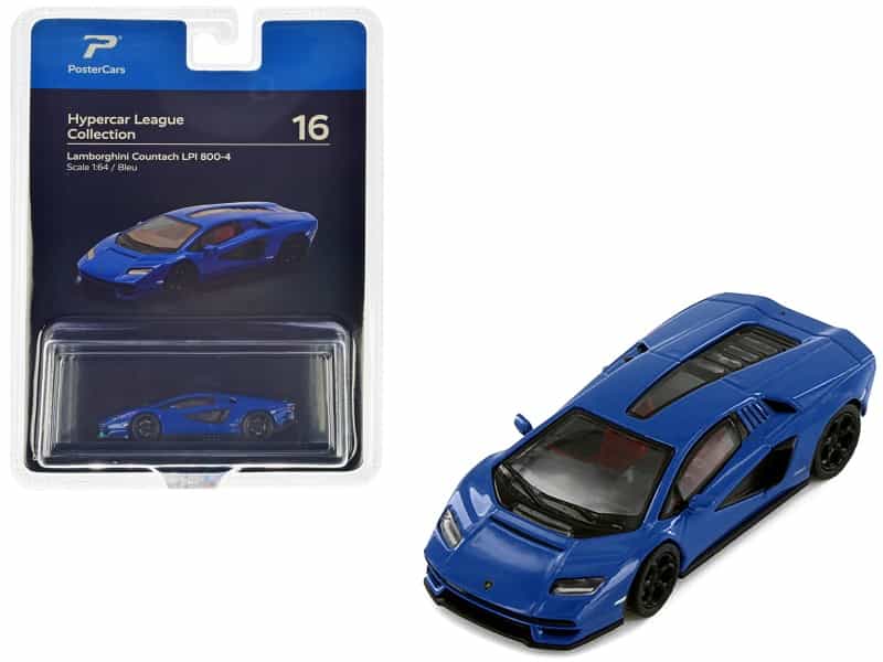 Lamborghini Countach Lpi 800-4 Blue "Hypercar League Collection" 1/64 Diecast Model Car By Postercars