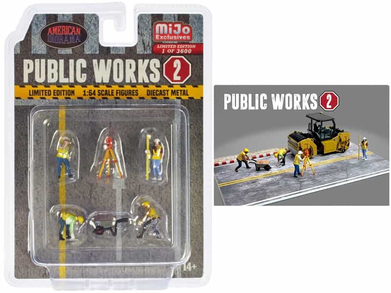 "Public Works 2" 6 Piece Diecast Figure Set (4 Figures 1 Camera 1 Wheelbarrow) Limited Edition To 3600 Pieces Worldwide For 1/64 Scale Models By American Diorama