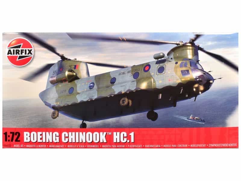 Level 3 Model Kit Boeing Chinook Hc.1 Helicopter With 2 Scheme Options 1/72 Plastic Model Kit By Airfix