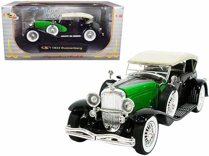 1934 Duesenberg Black And Green 1/32 Diecast Model Car By Signature Models
