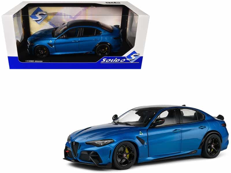 2022 Alfa Romeo Giulia Gta Anodized Blue Metallic With Carbon Top 1/18 Diecast Model Car By Solido