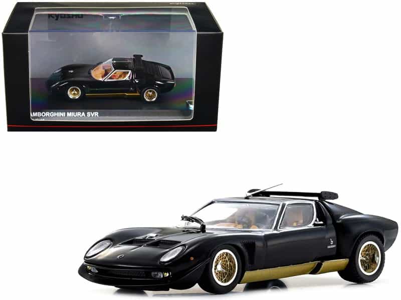 Lamborghini Miura Svr Black With Gold Accents And Wheels 1/43 Diecast Model Car By Kyosho
