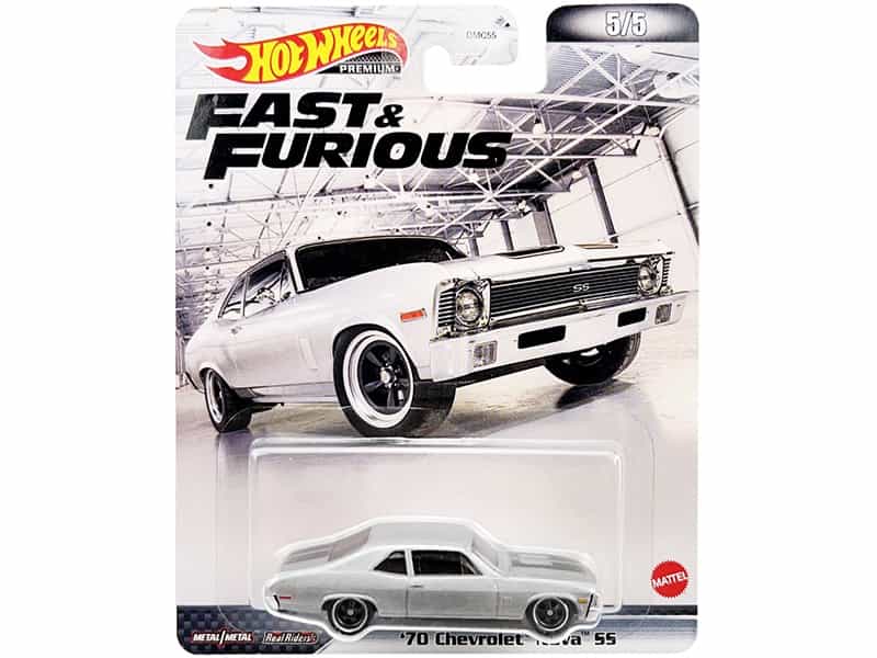 1970 Chevrolet Nova Ss Silver Metallic With Black Stripes "Fast & Furious" Series Diecast Model Car By Hot Wheels