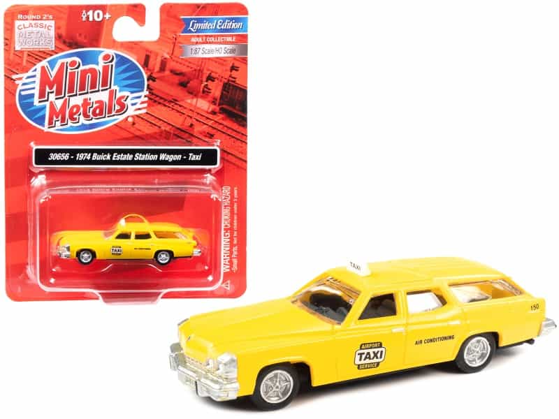 1974 Buick Estate Station Wagon Taxi Yellow 1/87 (Ho) Scale Model By Classic Metal Works