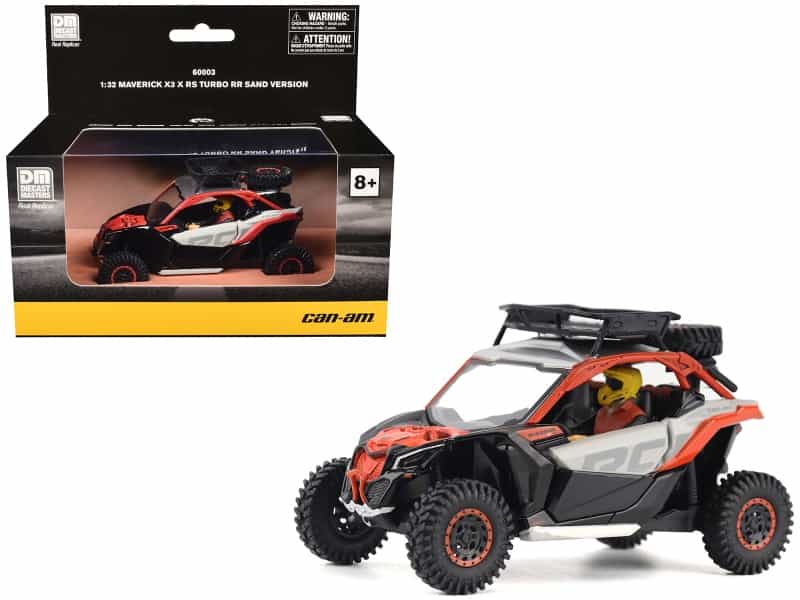 Can-Am Maverick X3 X Rs Turbo Rr Sand Version Chalk Gray And Magma Red With Driver Figure 1/32 Diecast Model By Brp Models