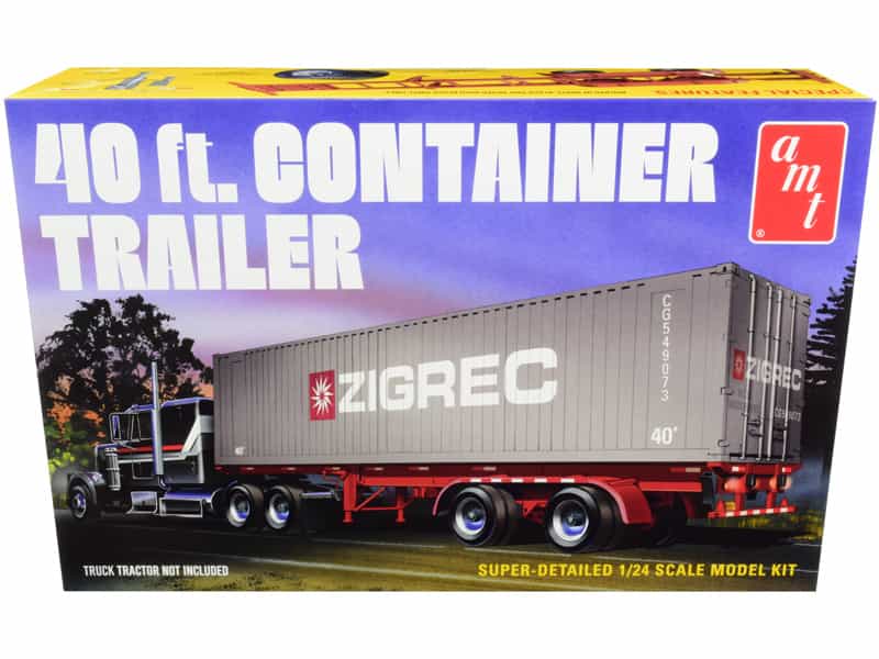 Skill 3 Model Kit 40' Container Trailer 1/24 Scale Model By Amt