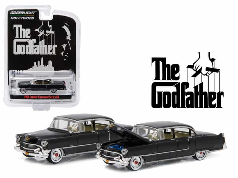 1955 Cadillac Fleetwood Series 60 Black "The Godfather" (1972) Movie "Hollywood Series" Release 14 1/64 Diecast Model Car By Greenlight