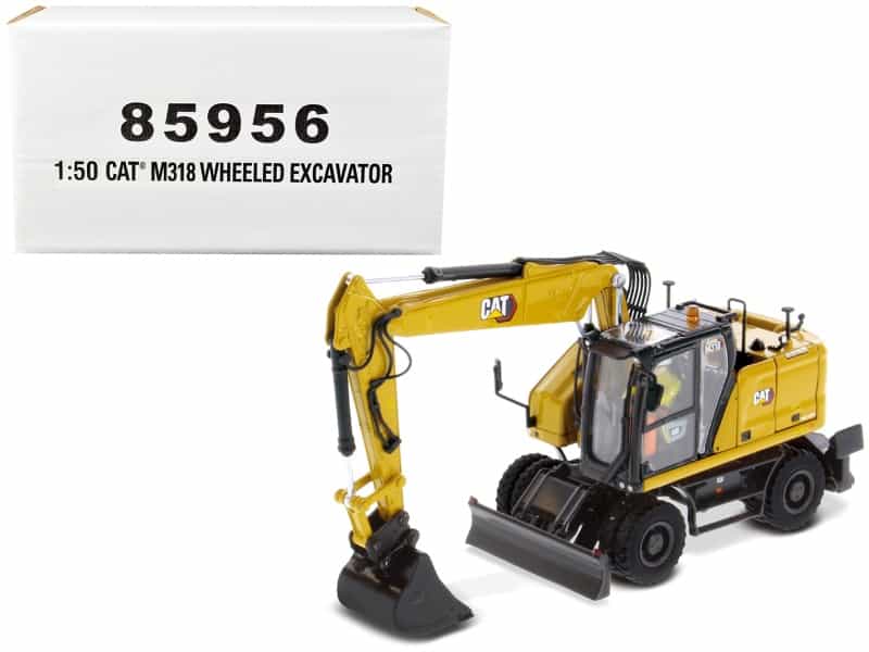 Cat Caterpillar M318 Wheeled Excavator Yellow With Operator "High Line" Series 1/50 Diecast Model By Diecast Masters