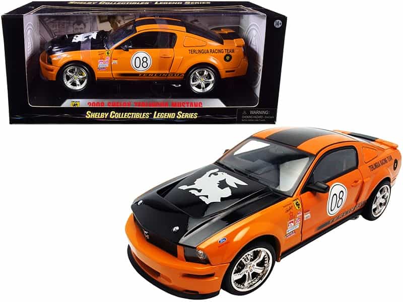 2008 Ford Shelby Mustang #08 "Terlingua" Orange And Black "Shelby Collectibles Legend" Series 1/18 Diecast Model Car By Shelby Collectibles
