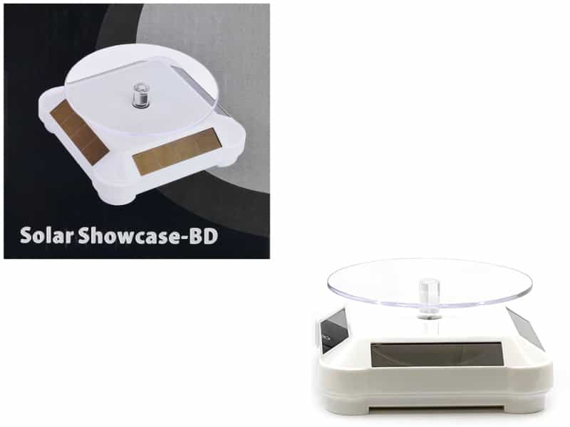 3.5″ Solar Rotating Display Stand With White Base For 1/64 Scale Model Cars