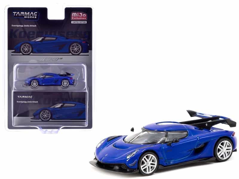 Koenigsegg Jesko Attack Blue Metallic "Global64" Series 1/64 Diecast Model By Tarmac Works