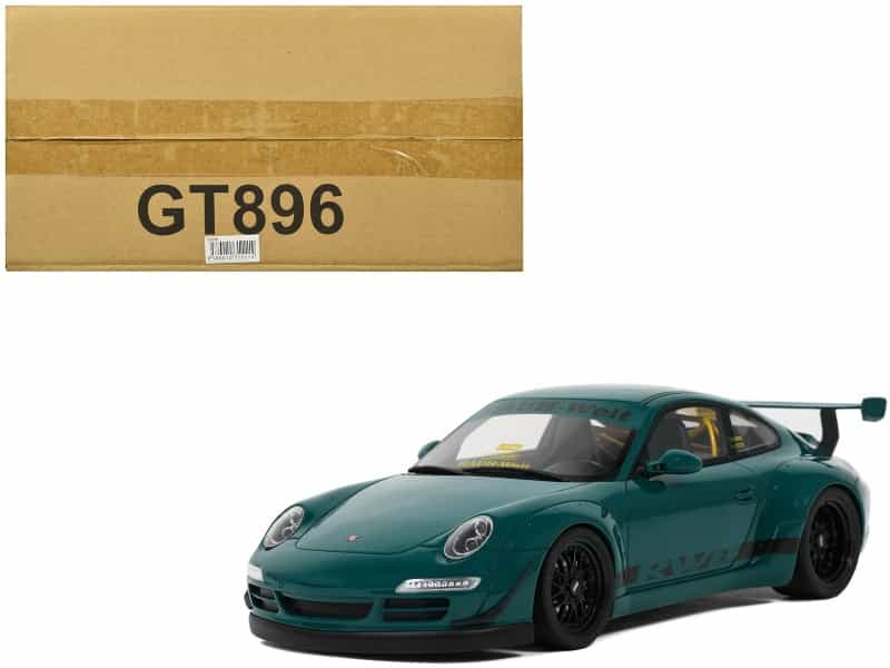2021 Rwb Bodykit "Syunkashuto" Green With Black Stripes 1/18 Model Car By Gt Spirit