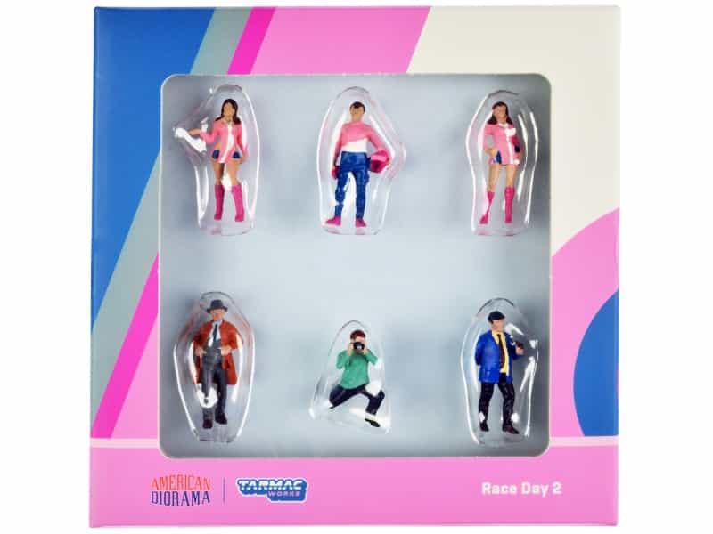 "Race Day 2" 6 Piece Diecast Figure Set For 1/64 Scale Models By Tarmac Works & American Diorama