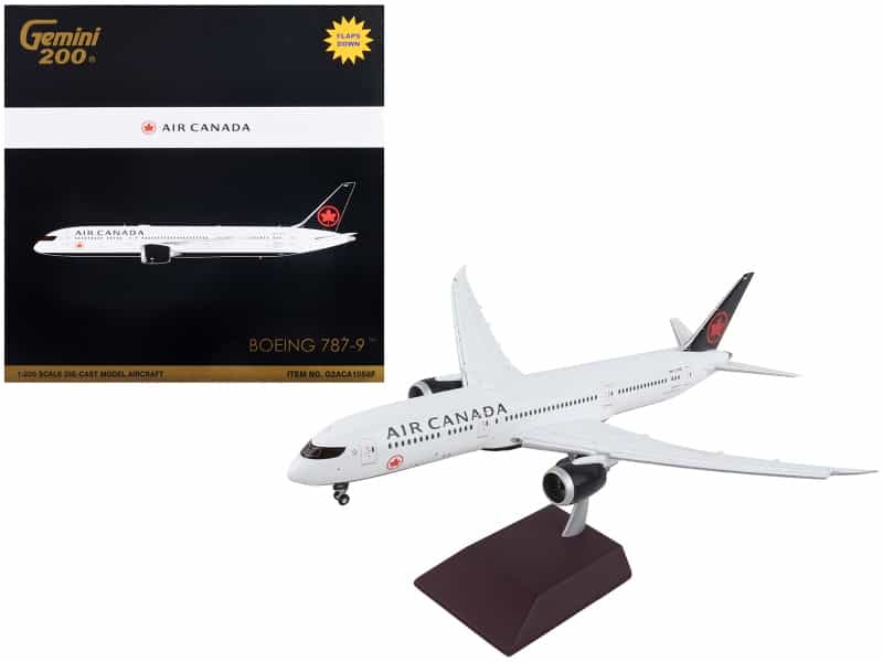 Boeing 787-9 Commercial Aircraft With Flaps Down "Air Canada" White With Black Tail "Gemini 200" Series 1/200 Diecast Model Airplane By Geminijets