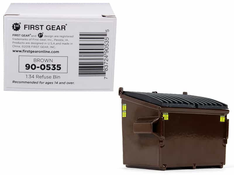 Refuse Trash Bin Brown 1/34 Diecast Model By First Gear