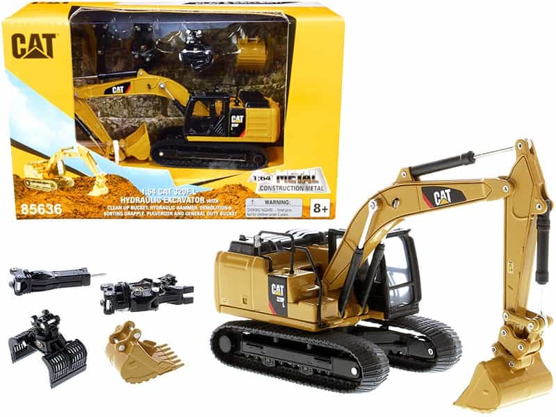 Cat Caterpillar 320F L Hydraulic Tracked Excavator With 5 Work Tools "Play & Collect!" 1/64 Diecast Model By Diecast Masters