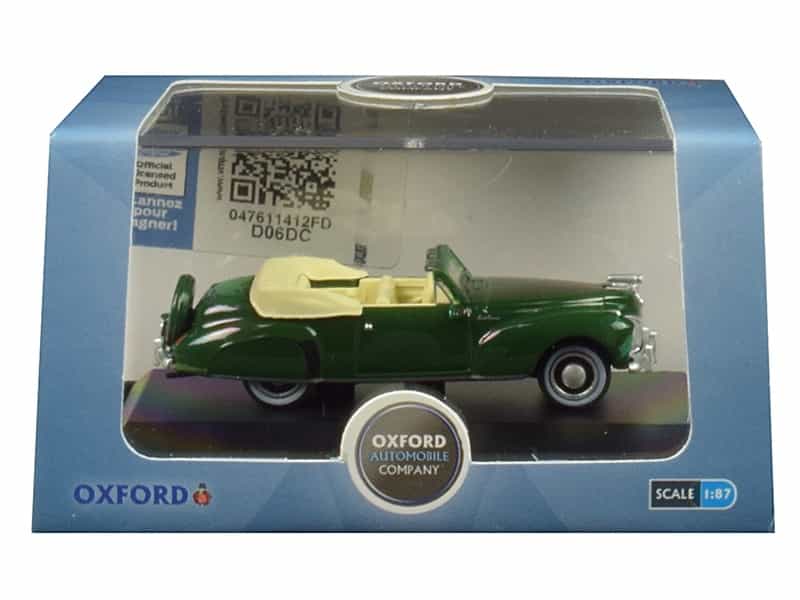 1941 Lincoln Continental Convertible Spode Green 1/87 (Ho) Scale Diecast Model Car By Oxford Diecast