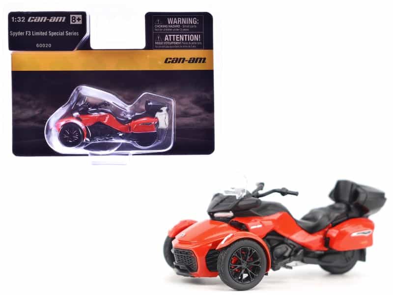 Can-Am Spyder F3 Limited Special Series 3-Wheel Motorcycle Viper Red 1/32 Diecast Model By Brp Models