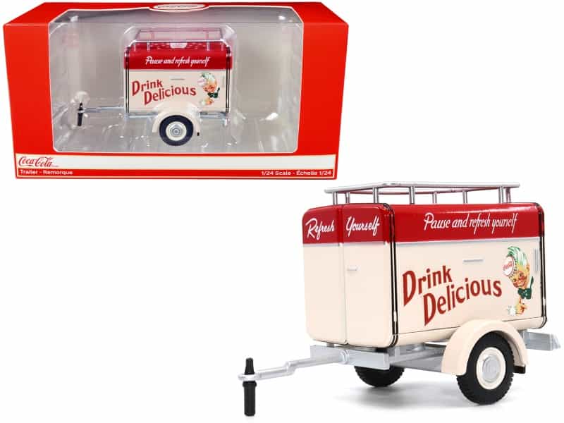 Travel Trailer Cream With Red Top "Pause And Refresh Yourself Drink Delicious Coca-Cola" 1/24 Diecast Model Car By Motor City Classics