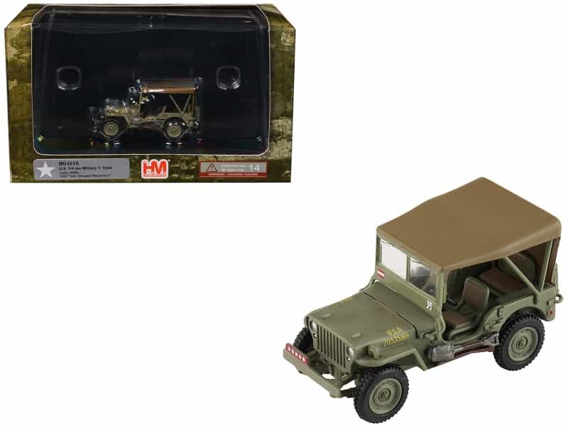 U.S. 1/4 Ton Military Vehicle Olive Drab "Gen. Douglas Macarthur Leyte Wwii" (1945) United States Army "Ground Power Series" 1/72 Diecast Model By Hobby Master