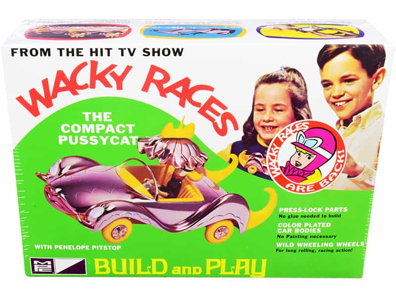 Skill 2 Snap Model Kit The Compact Pussycat With Penelope Pitstop Figurine "Wacky Races" (1968) Tv Series 1/25 Scale Model By Mpc