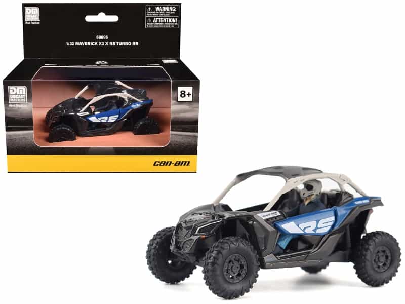 Can-Am Maverick X3 X Rs Turbo Rr Intense Blue And Chalk Gray With Driver Figure 1/32 Diecast Model By Brp Models
