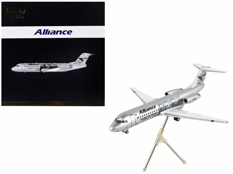 Fokker F70 Commercial Aircraft "Alliance Airlines - 100 Years First Flight From England" Silver Metallic "Gemini 200" Series 1/200 Diecast Model Airplane By Geminijets